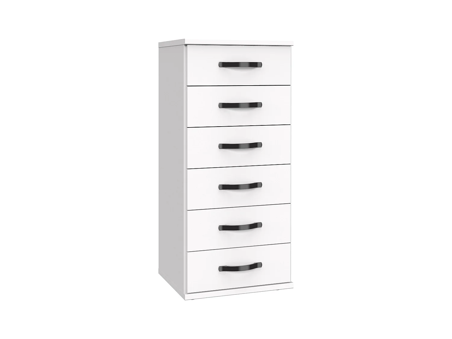 Commode, meuble de rangement coloris Blanc, rechampis noir - L. 46 x H. 106 x P. 40 cm