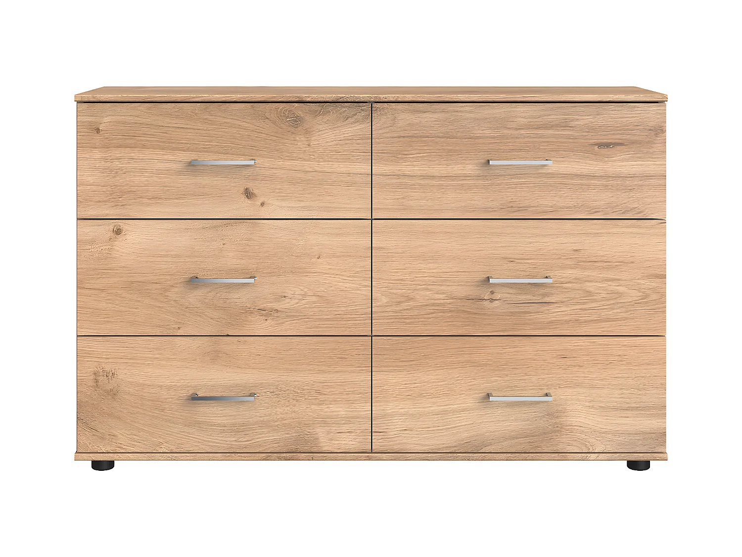 Commode / meuble de rangement coloris imitation chêne poutre/chrome brillant