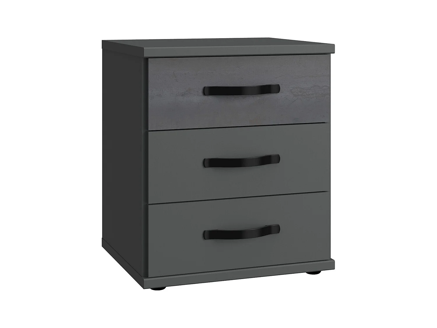 Commode, meuble de rangement coloris Graphite, rechampis noir - L. 46 x H. 58 x P. 40 cm