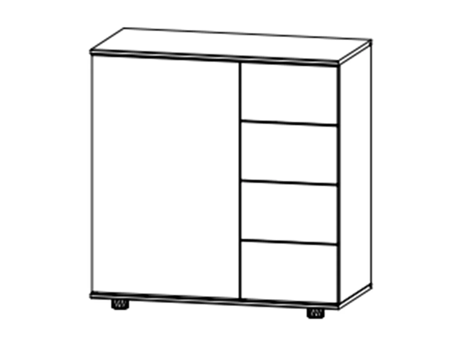 Commode, meuble de rangement coloris Imitation chêne Hickory rechampis, graphite - Longueur 81 x Hauteur 83 x Profondeur 41 cm