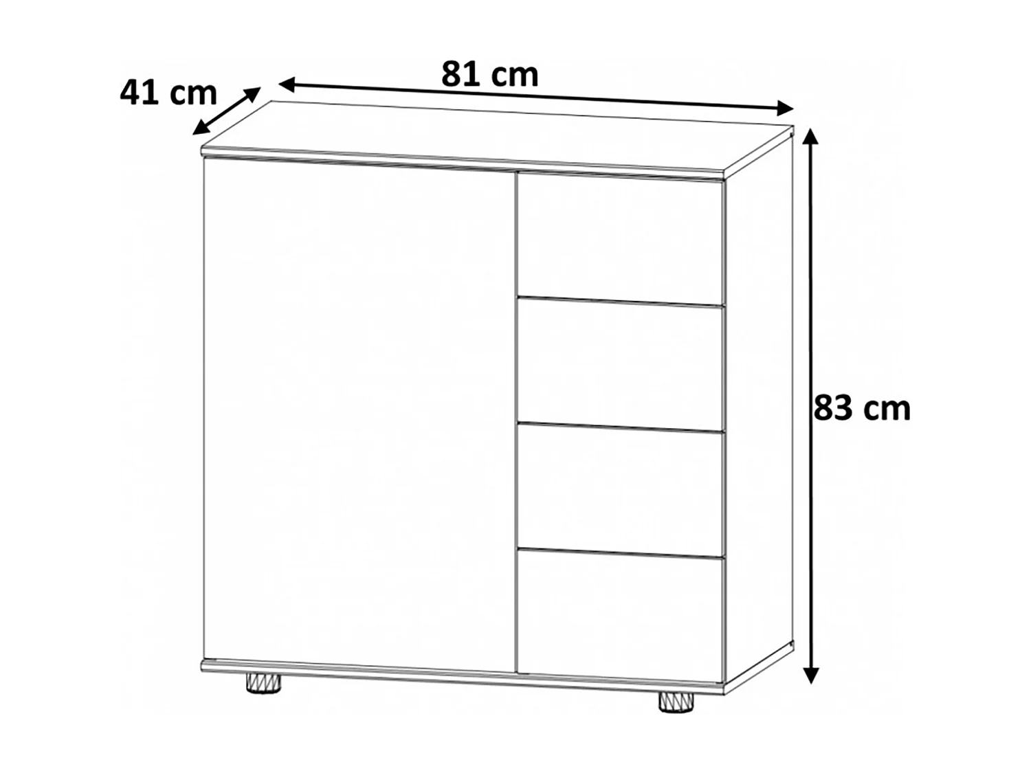 Commode meuble de rangement coloris imitation chêne artisan/graphite - L. 81 x H. 83 x P. 41 cm