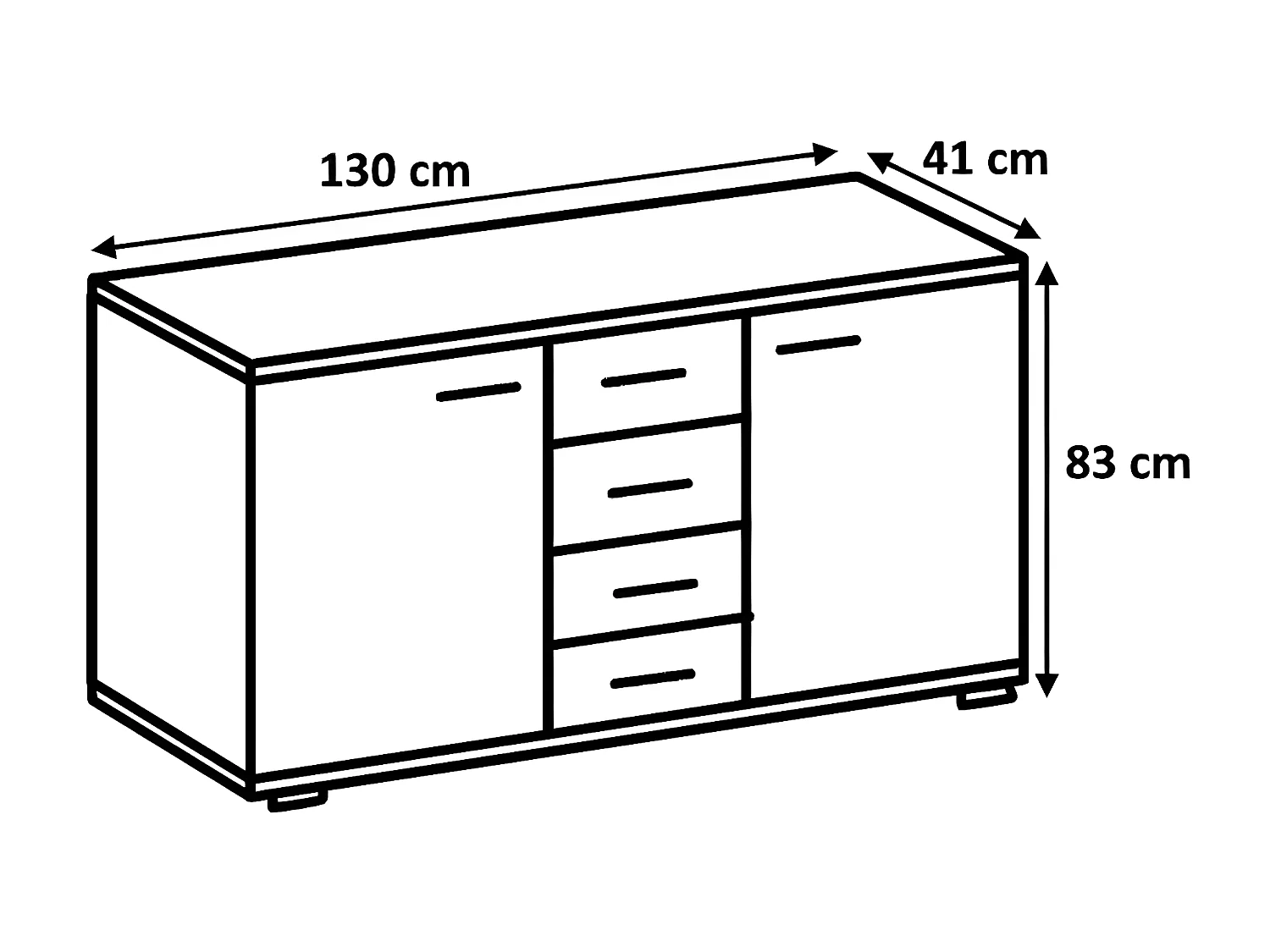 Commode meuble de rangement coloris imitation chêne poutre/chrome brillant