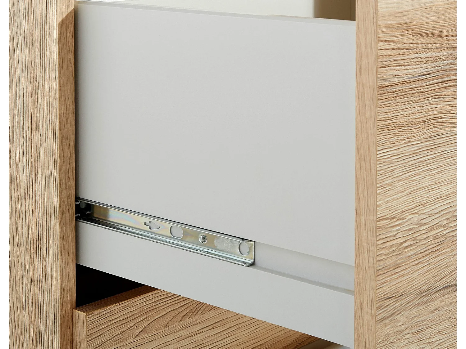 Chiffonnier avec miroir coloris Imitation chêne San Remo, rechampis blanc