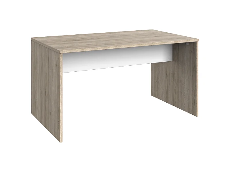 Meuble de bureau coloris Imitation chêne San Remo, rechampis blanc - L. 140 x H. 72 x P. 40 cm