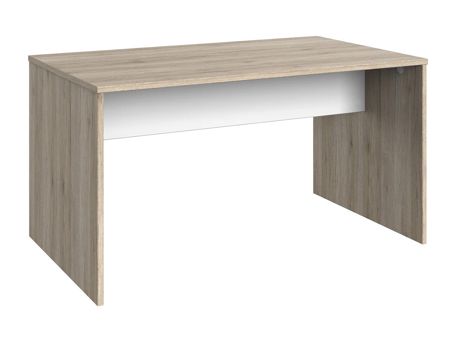 Meuble de bureau coloris Imitation chêne San Remo, rechampis blanc - L. 140 x H. 72 x P. 40 cm