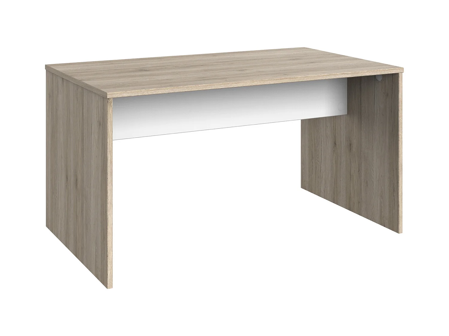 Meuble de bureau coloris Imitation chêne San Remo, rechampis blanc - L. 140 x H. 72 x P. 40 cm