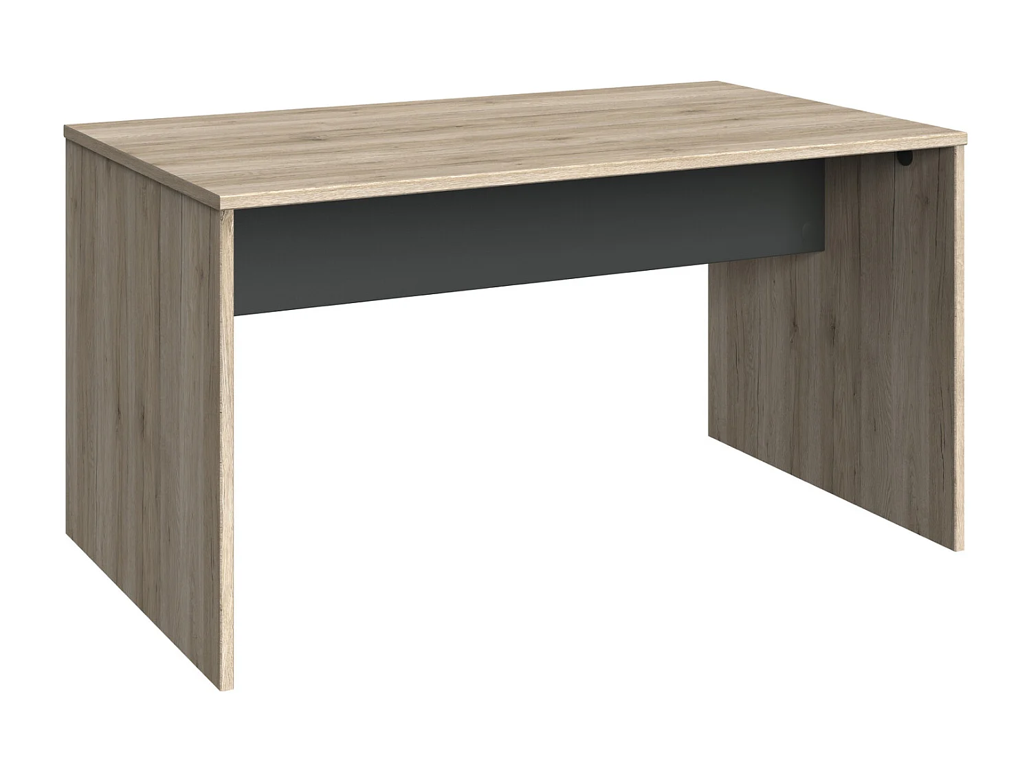 Meuble de bureau coloris Imitation chêne San Remo, rechampis graphite - L. 140 x H. 72 x P. 40 cm