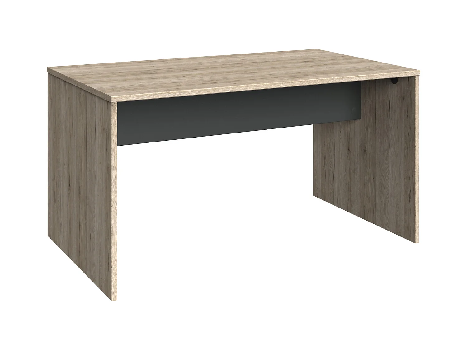 Meuble de bureau coloris Imitation chêne San Remo, rechampis graphite - L. 140 x H. 72 x P. 40 cm