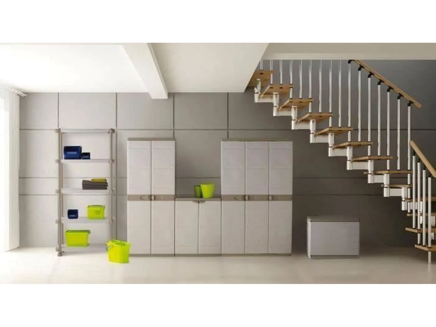 Coffre de rangement 90L intérieur/extérieur coloris beige - L. 60 x P. 53 x H. 61 cm