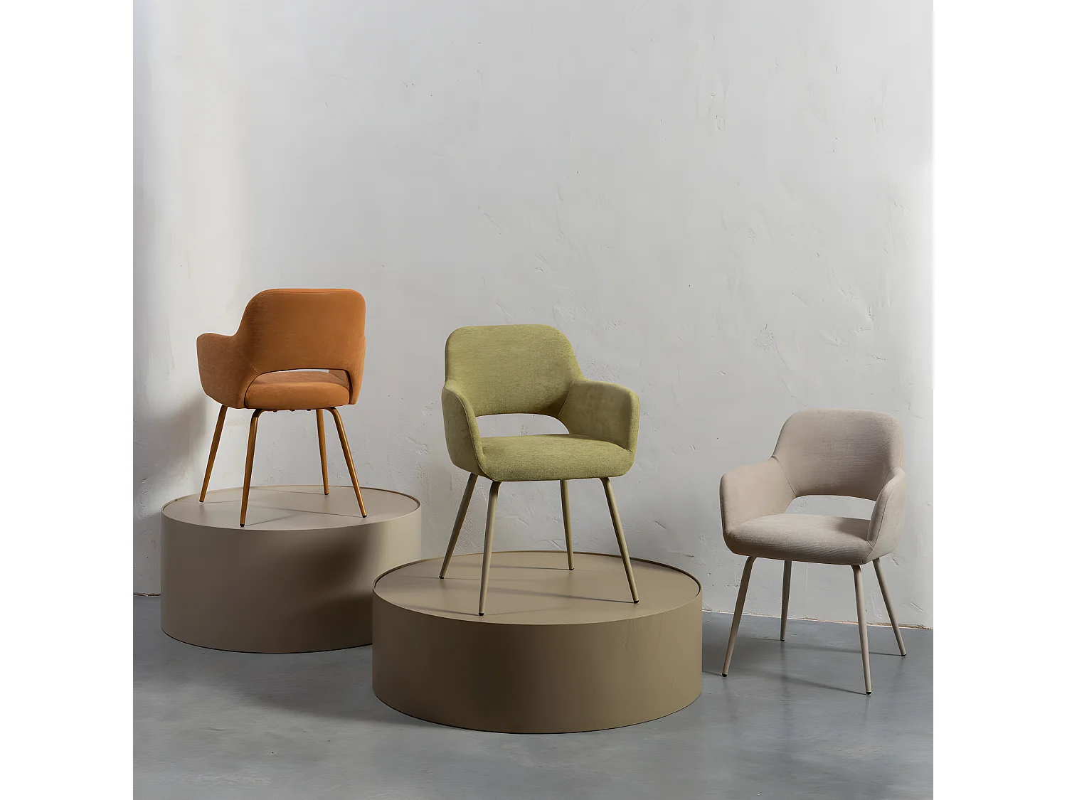 Jenny - Lot de 2 fauteuils de table en tissu - Beige