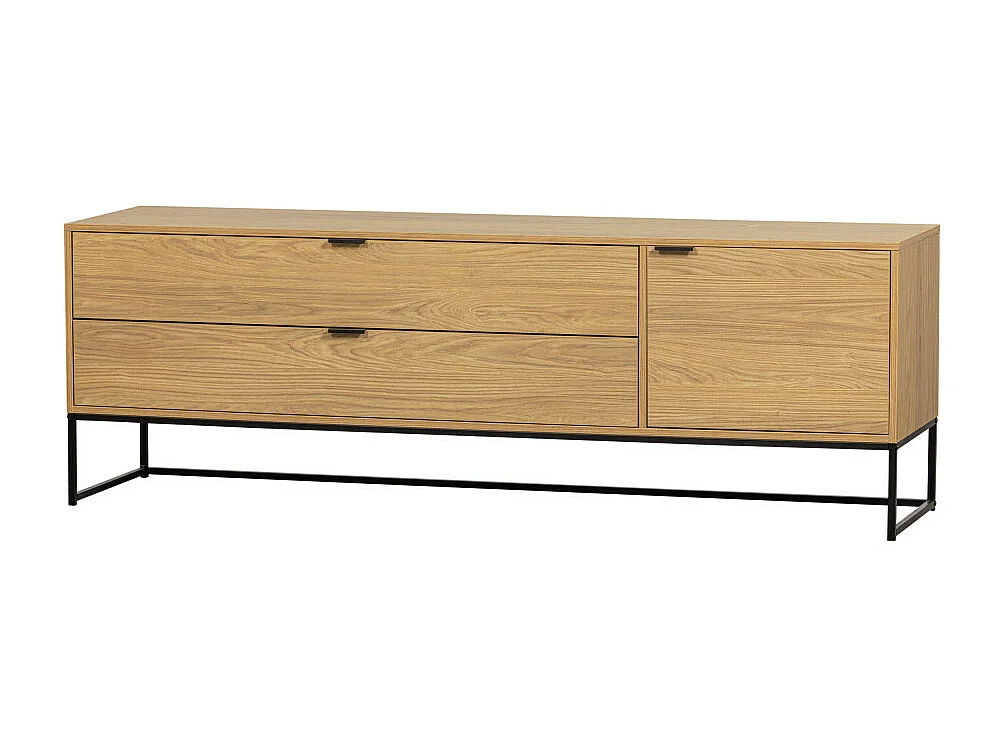 Silas - Meuble TV 1 porte 2 tiroirs en bois L180cm - Bois clair