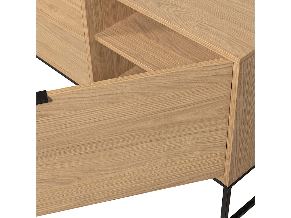 Silas - Meuble TV 1 porte 2 tiroirs en bois L180cm - Bois clair