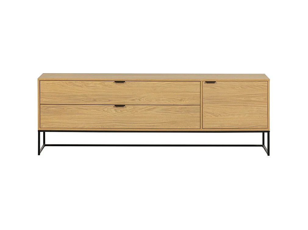 Silas - Meuble TV 1 porte 2 tiroirs en bois L180cm - Bois clair