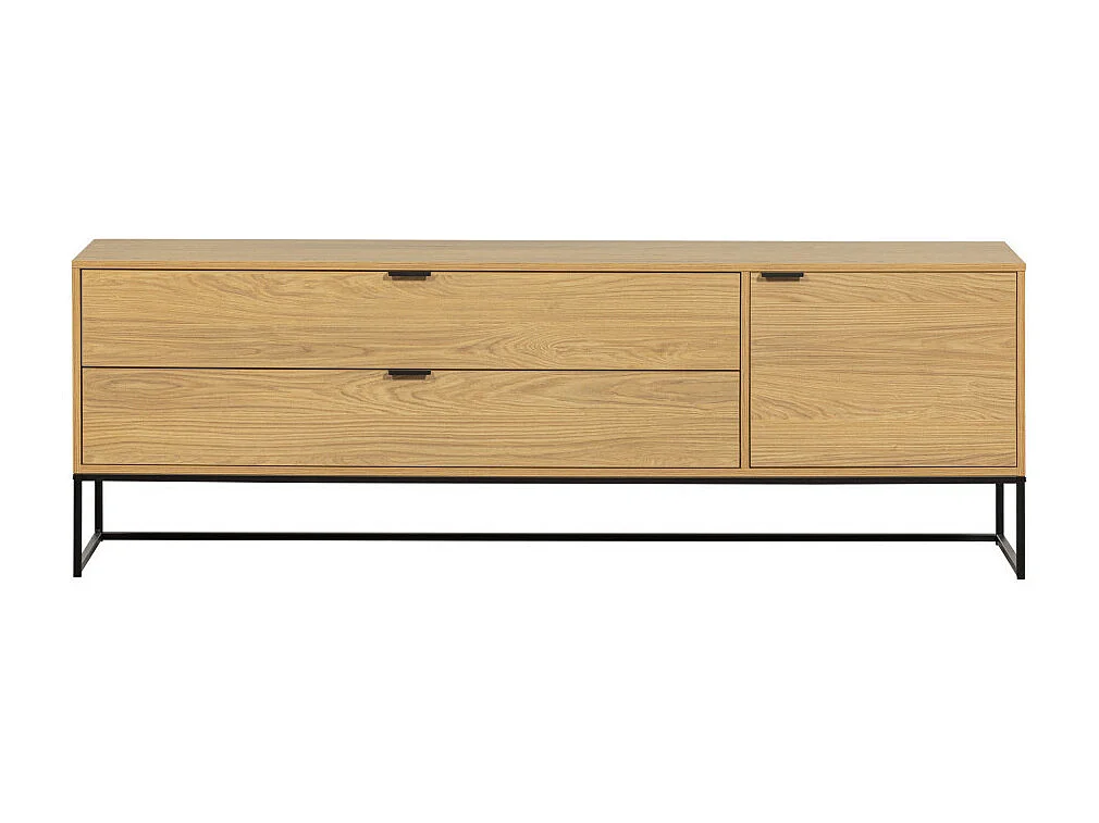 Silas - Meuble TV 1 porte 2 tiroirs en bois L180cm - Bois clair