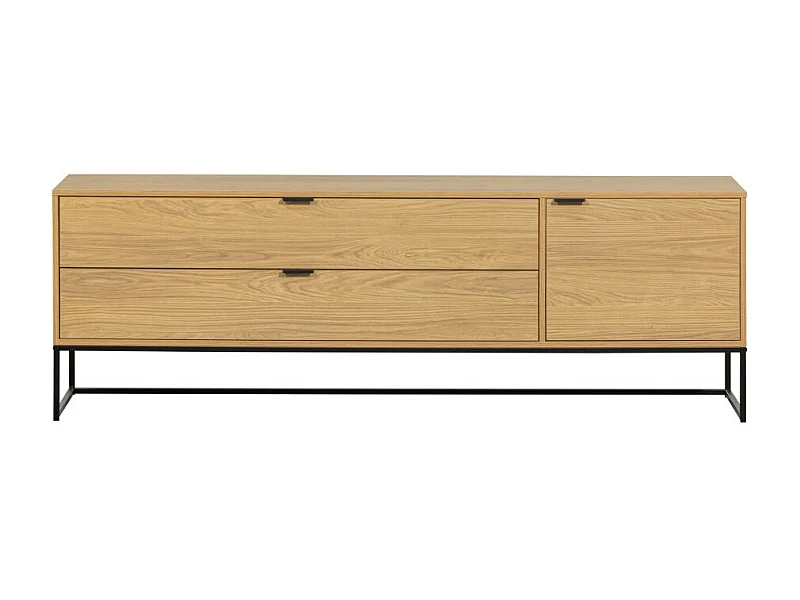 Silas - Meuble TV 1 porte 2 tiroirs en bois L180cm - Bois clair