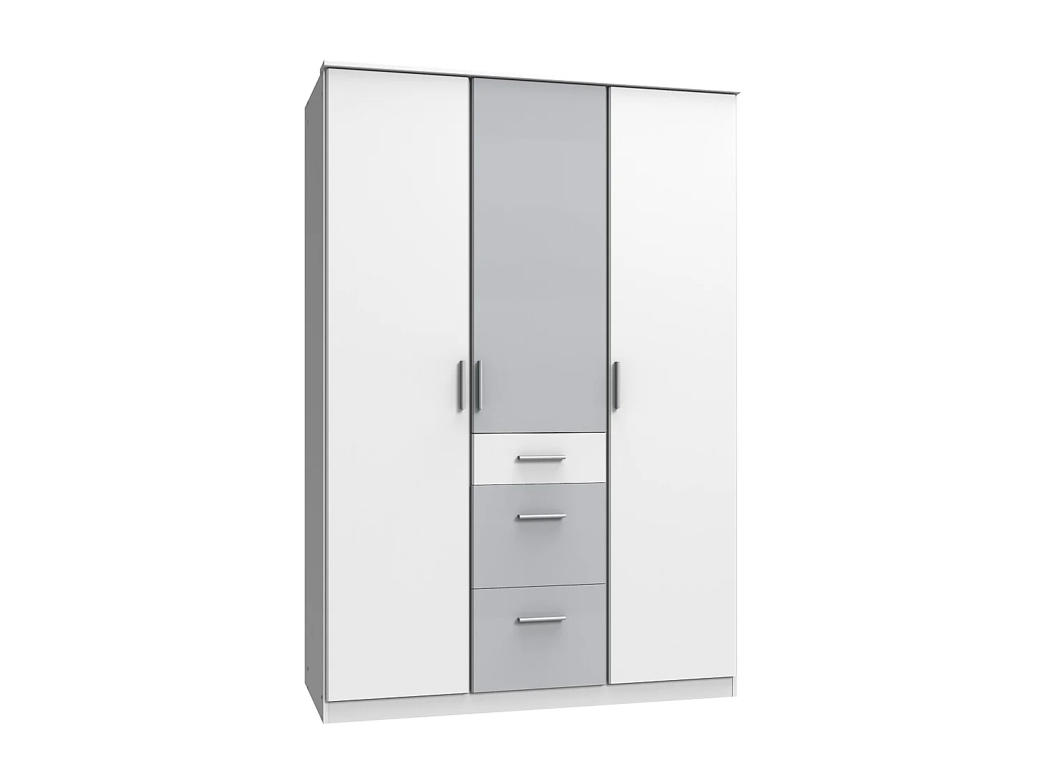 Armoire Placard, meuble de rangement coloris Blanc, rechampis gris clair