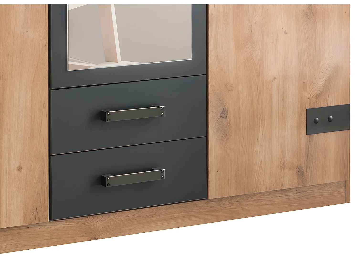 Armoire placard meuble de rangement coloris imitation chêne poutre/graphite