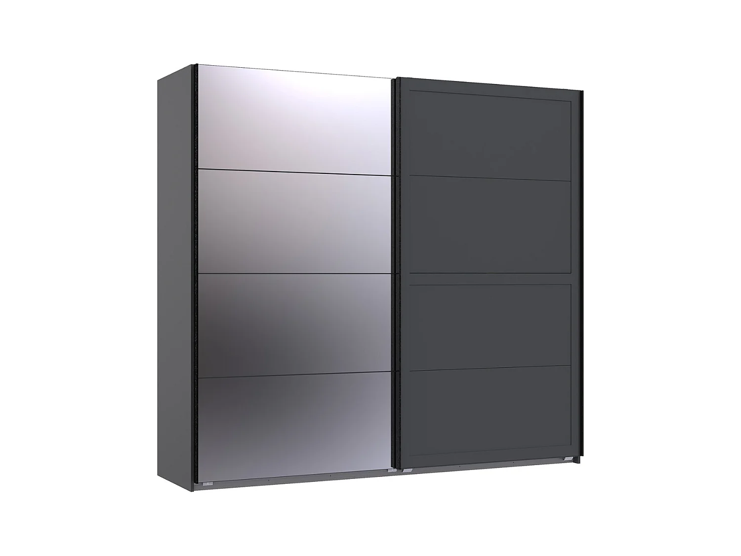 Armoire, placard avec portes coulissantes + 1 miroir coloris graphite - L. 225 x H. 208 x P. 65 cm