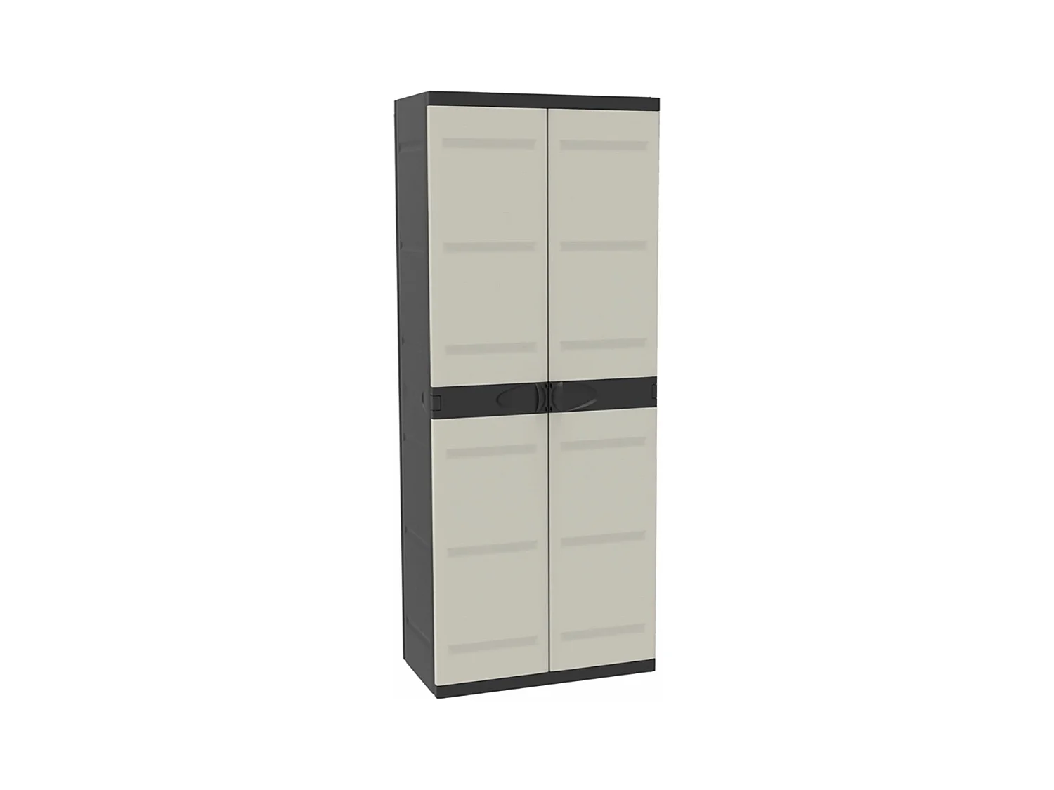 Armoire meuble de rangement 2 portes, intérieur/extérieur coloris noir/taupe