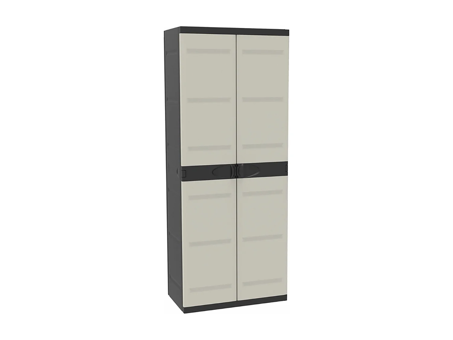 Armoire meuble de rangement 2 portes, intérieur/extérieur coloris noir/taupe