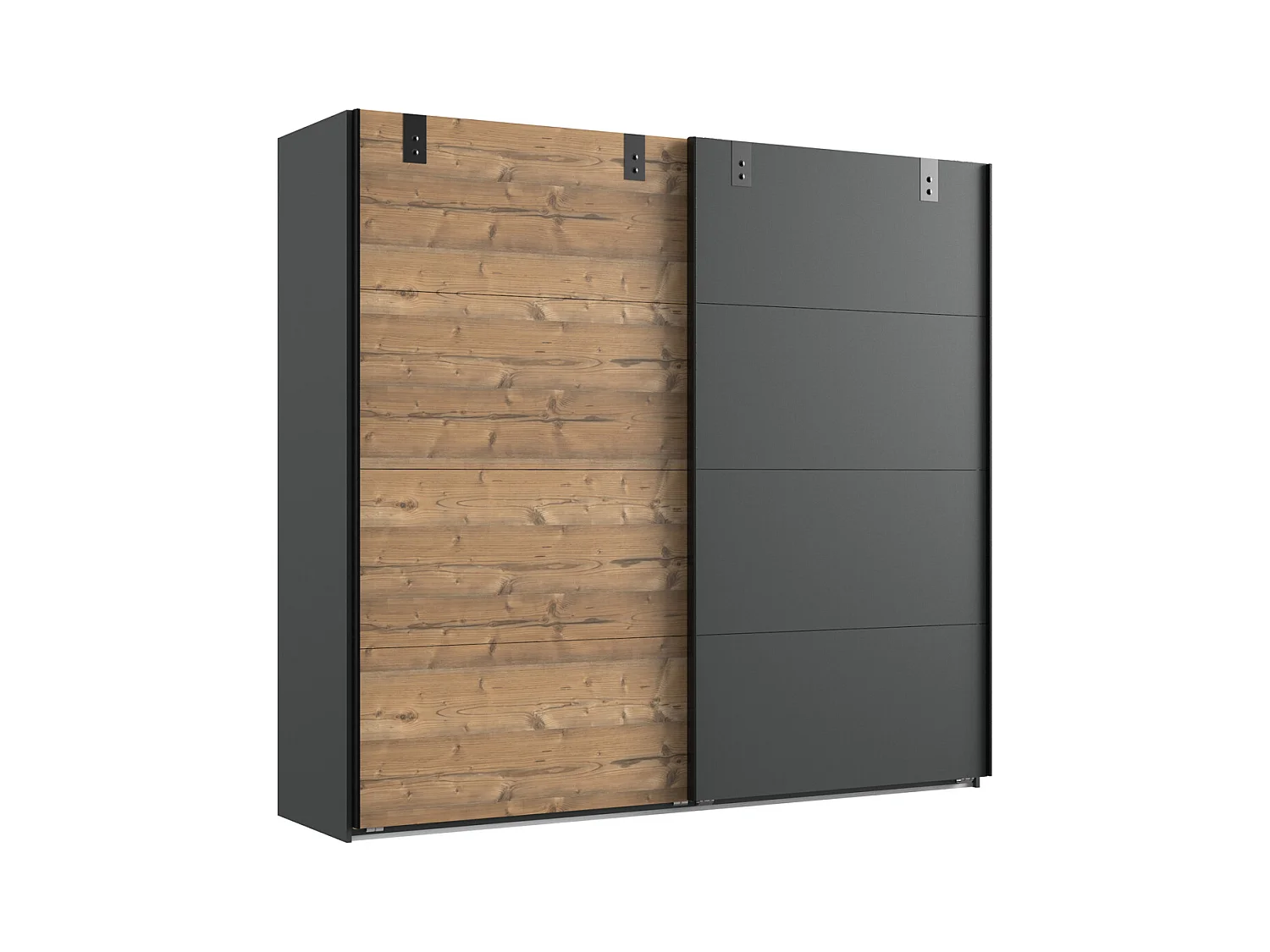 Armoire placard meuble de rangement , coloris chêne - L. 225 x H. 210 x P. 65 cm