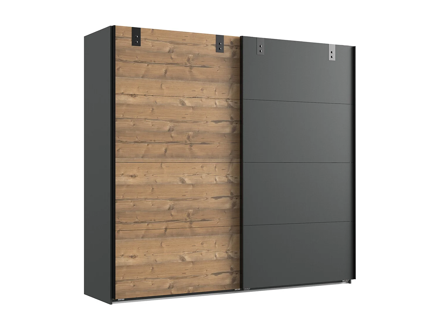 Armoire placard meuble de rangement , coloris chêne - L. 225 x H. 210 x P. 65 cm