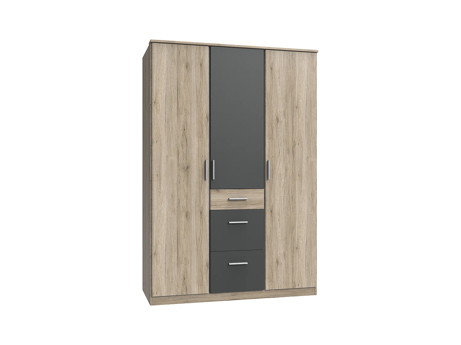 Armoire Placard, meuble de rangement Imitation chêne San Remo, rechampis graphite