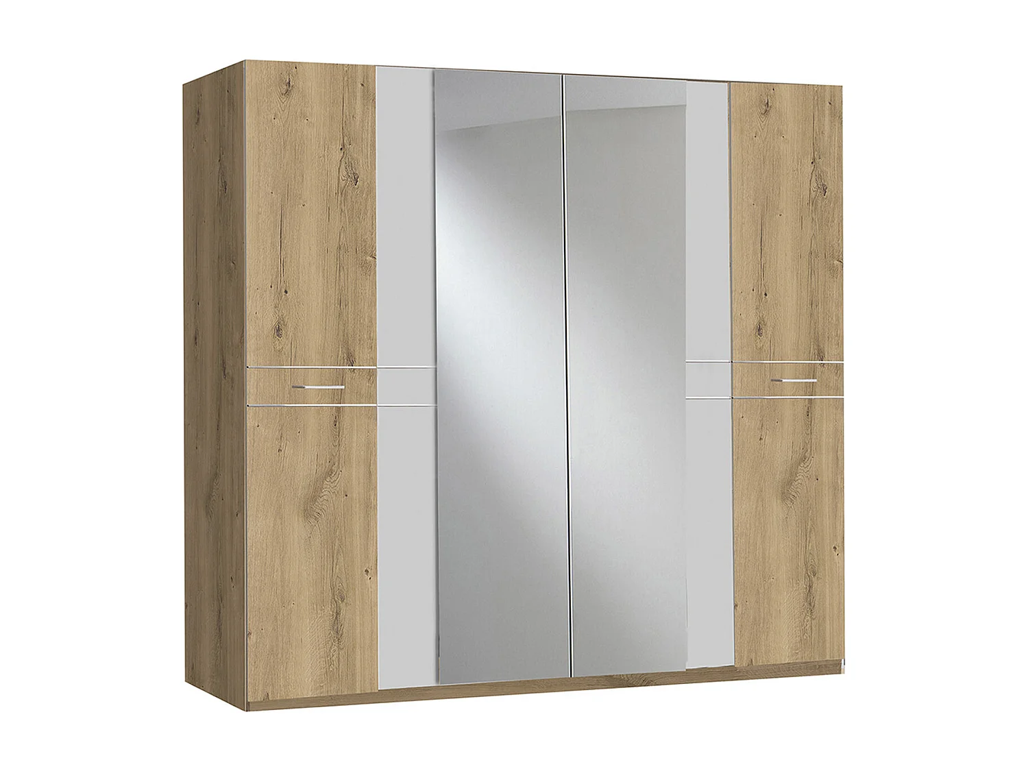 Armoire de rangement imitation chêne poutre/blanc/chrome - Dim : 225 x 210 x 58 cm