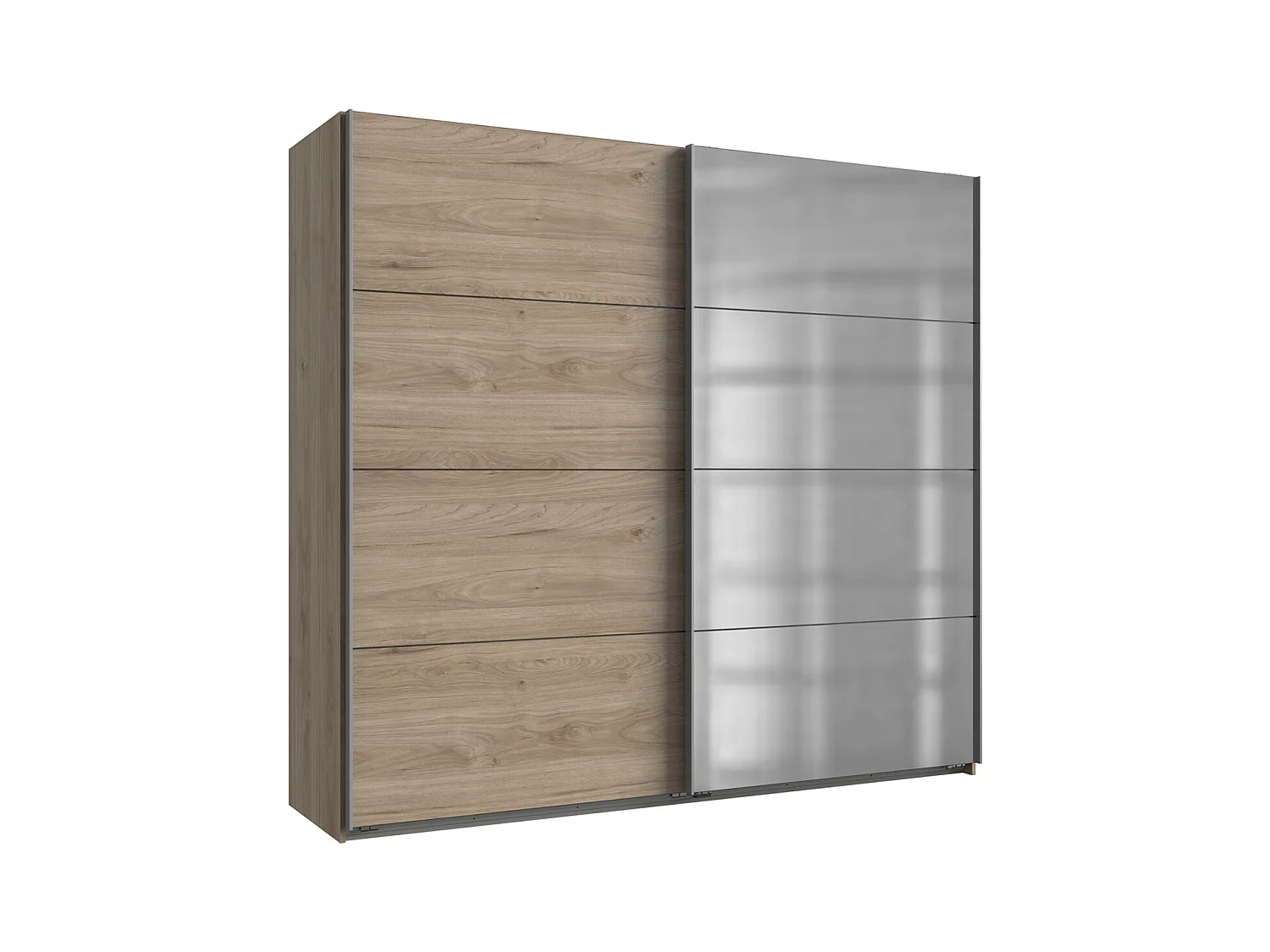 Armoire placard meuble de rangement coloris imitation chêne - L. 225 x H. 210 x P. 65 cm