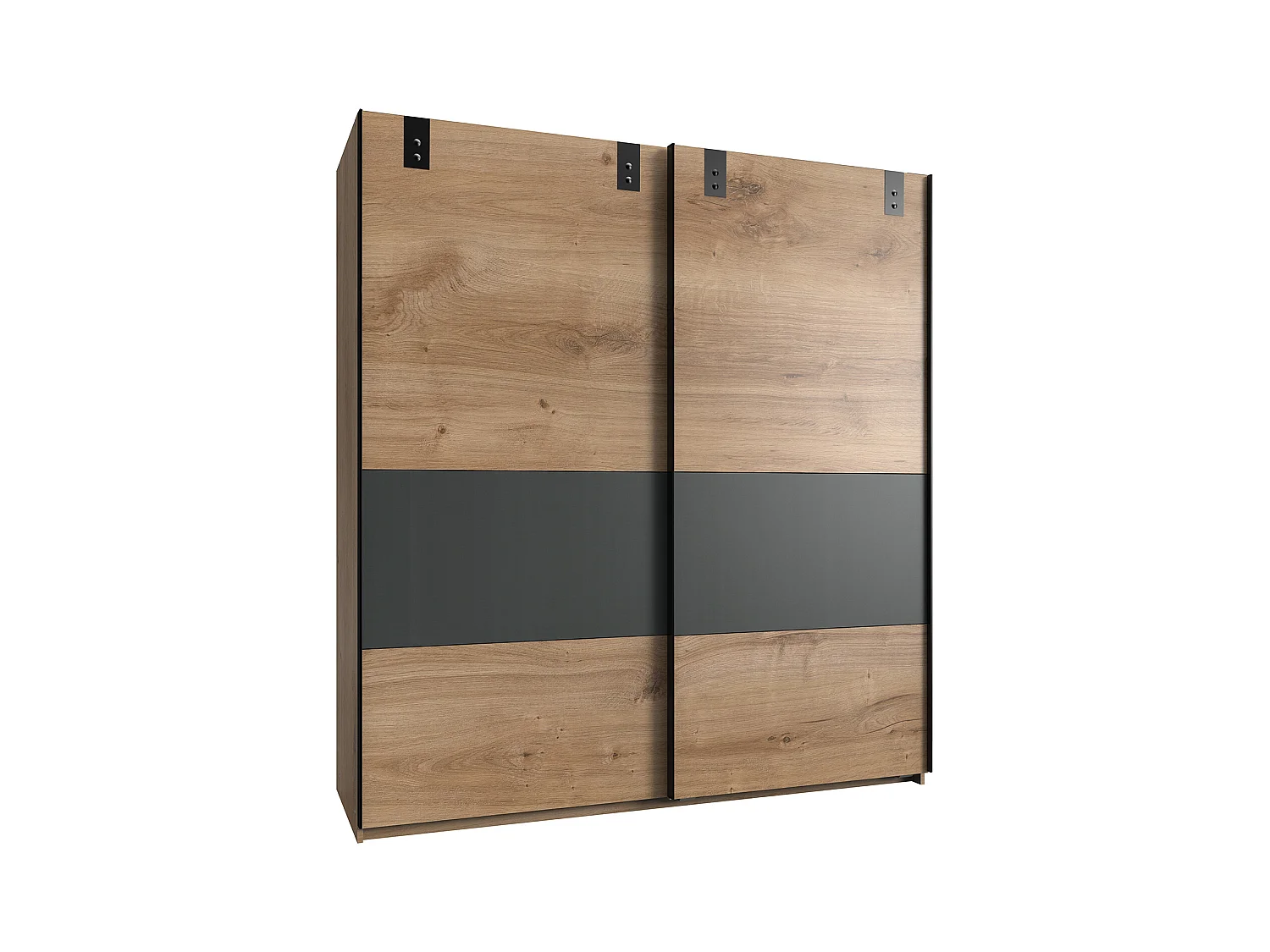 Armoire placard meuble de rangement coloris imitation chêne poutre/ graphite