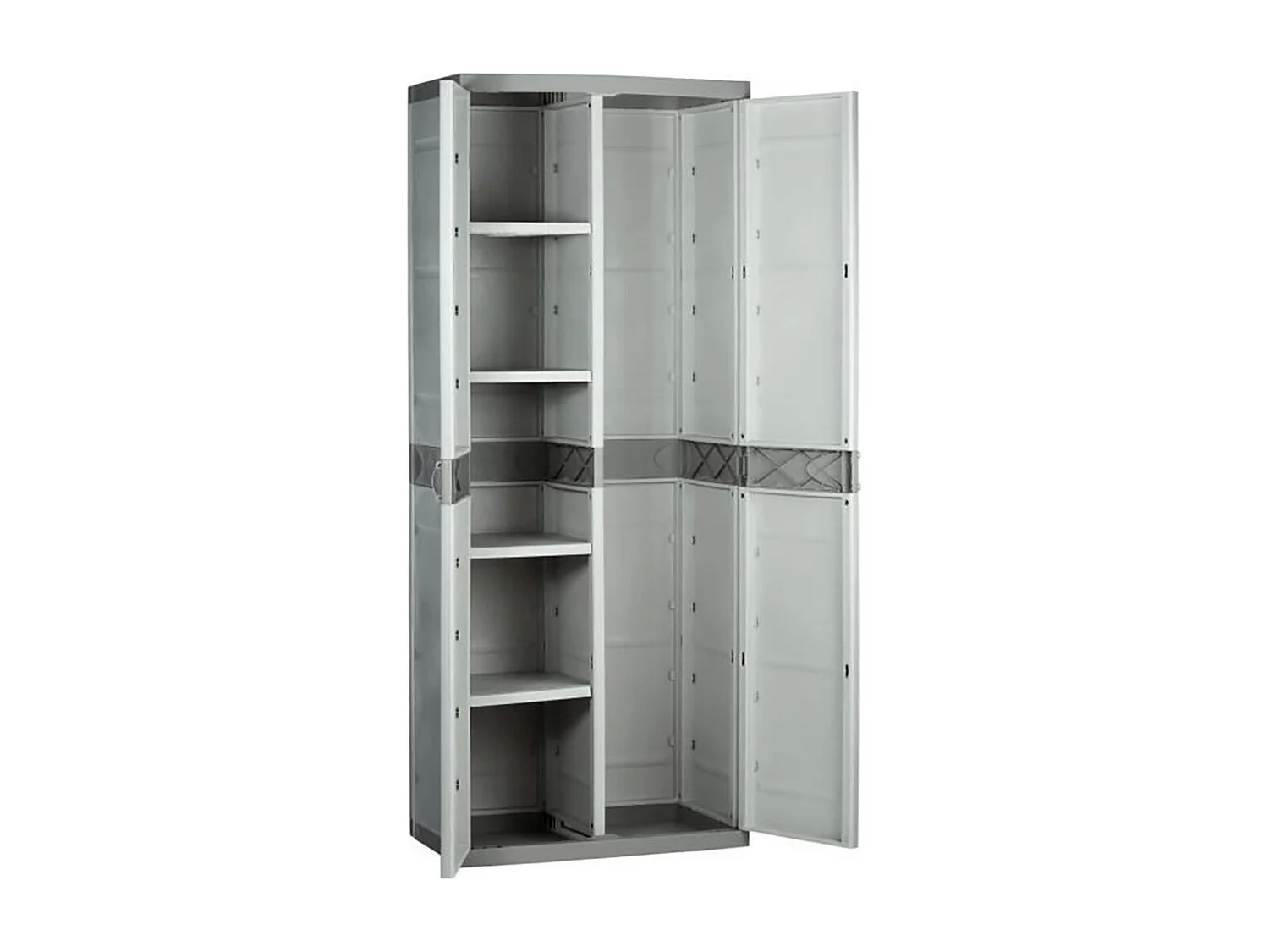 Armoire meuble de rangement 2 portes, intérieur/extérieur coloris beige - L. 70 x P. 44 x H. 176 cm