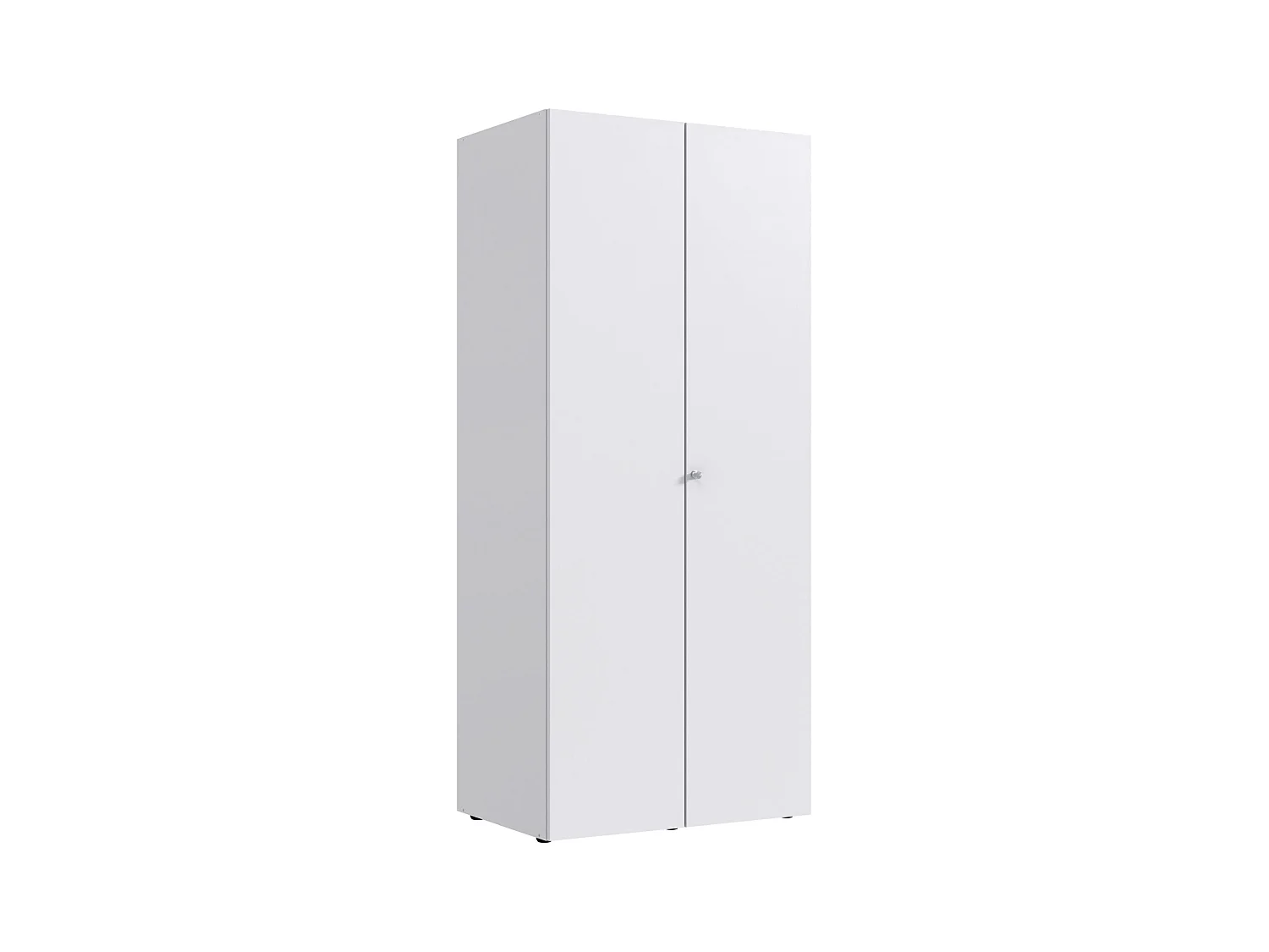 Armoire de rangement avec serrure en bois mélamine coloris blanc - L. 80 x H. 185 x P. 54 cm