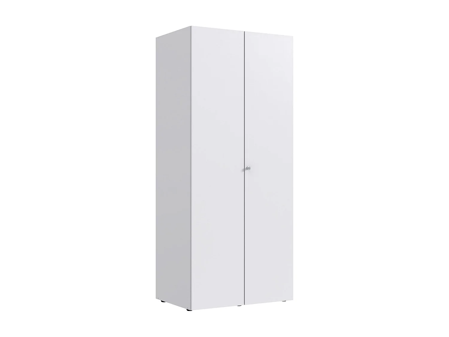 Armoire de rangement avec serrure en bois mélamine coloris blanc - L. 80 x H. 185 x P. 54 cm