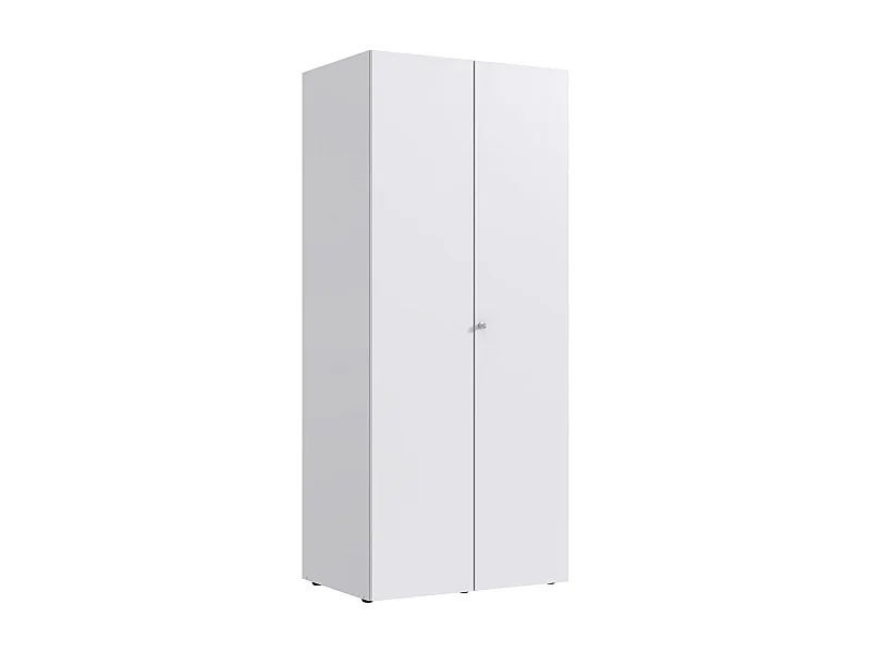 Armoire de rangement avec serrure en bois mélamine coloris blanc - L. 80 x H. 185 x P. 54 cm
