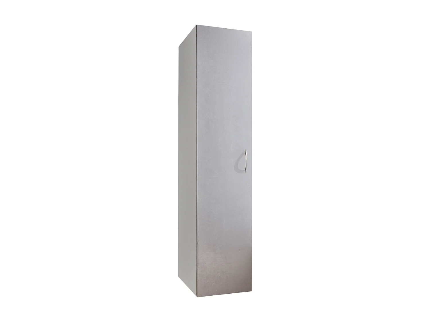Armoire, meuble de rangement coloris blanc, rechampis imitation béton gris clair