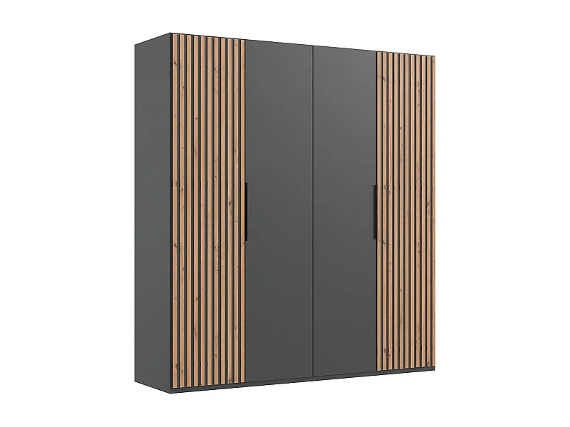 Armoire, placard coloris graphite, imitation chêne Artisan - L. 200 x H. 216 x P. 58 cm 