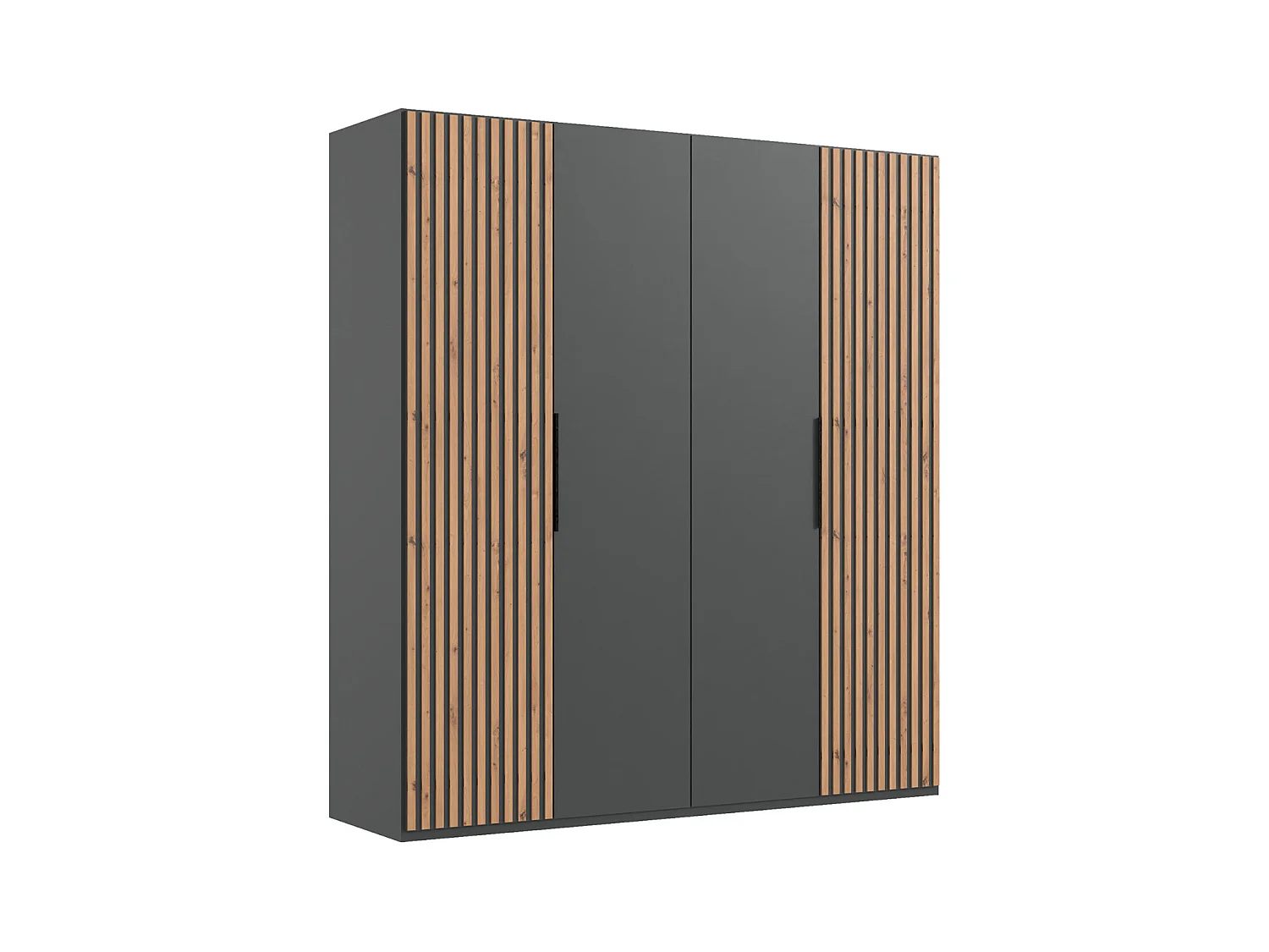 Armoire, placard coloris graphite, imitation chêne Artisan - L. 200 x H. 216 x P. 58 cm 