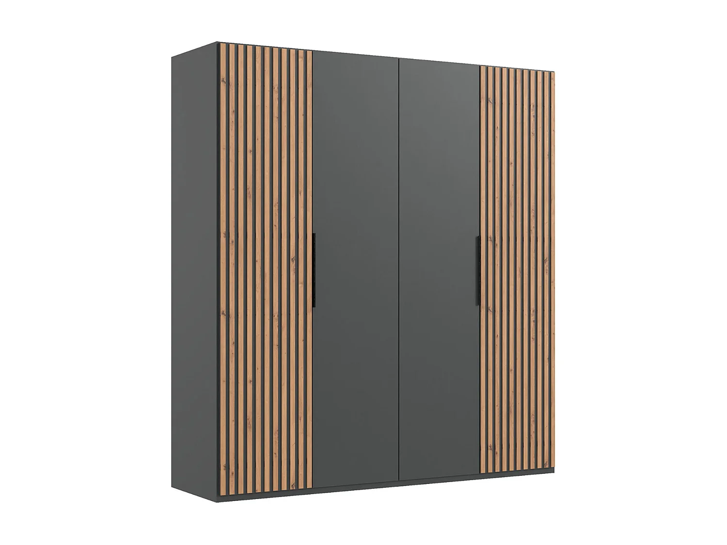 Armoire, placard coloris graphite, imitation chêne Artisan - L. 200 x H. 216 x P. 58 cm 