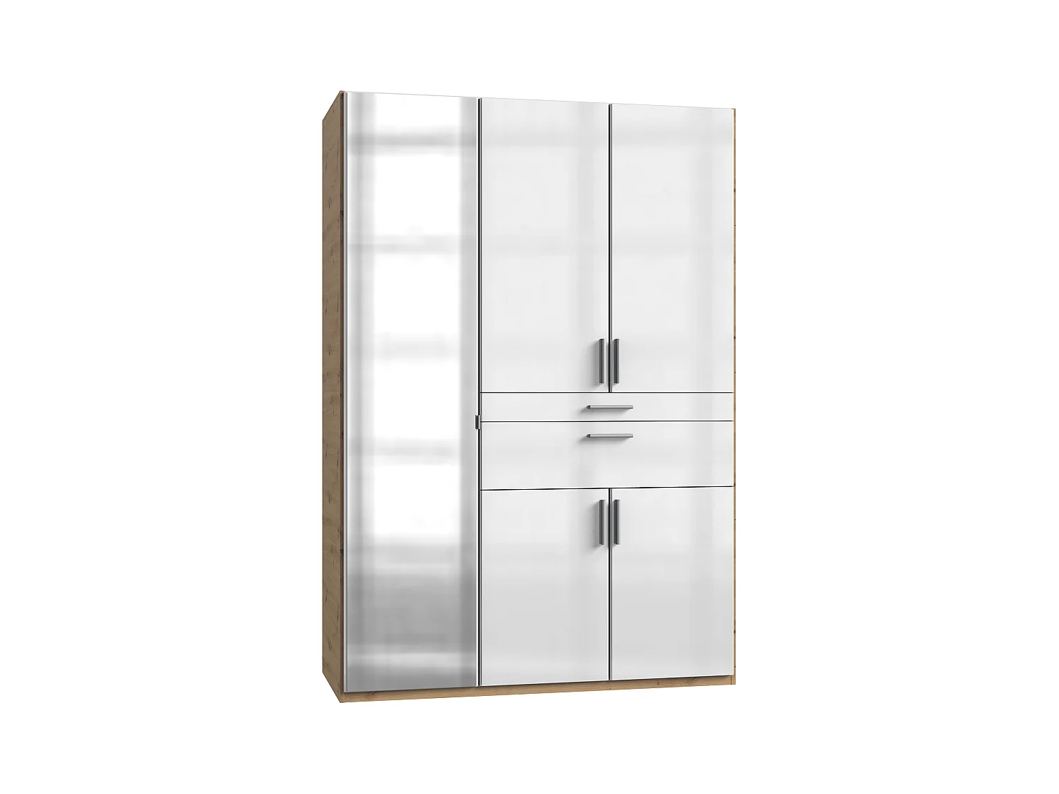 Armoire, meuble de rangement coloris blanc cassé, imitation chêne Artisan