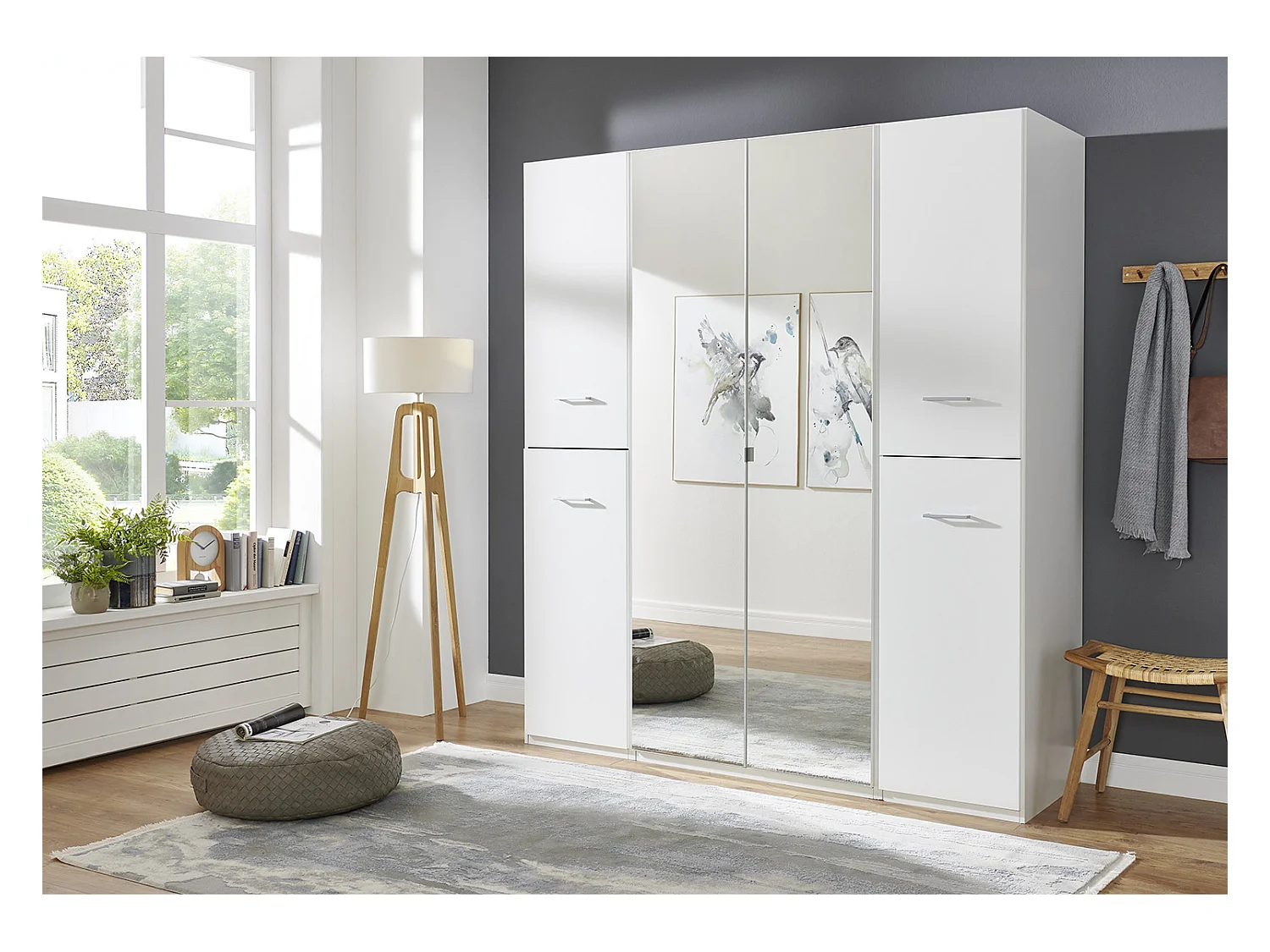 Armoire, meuble de rangement coloris Blanc - L. 180 x H. 208 x P. 58 cm 