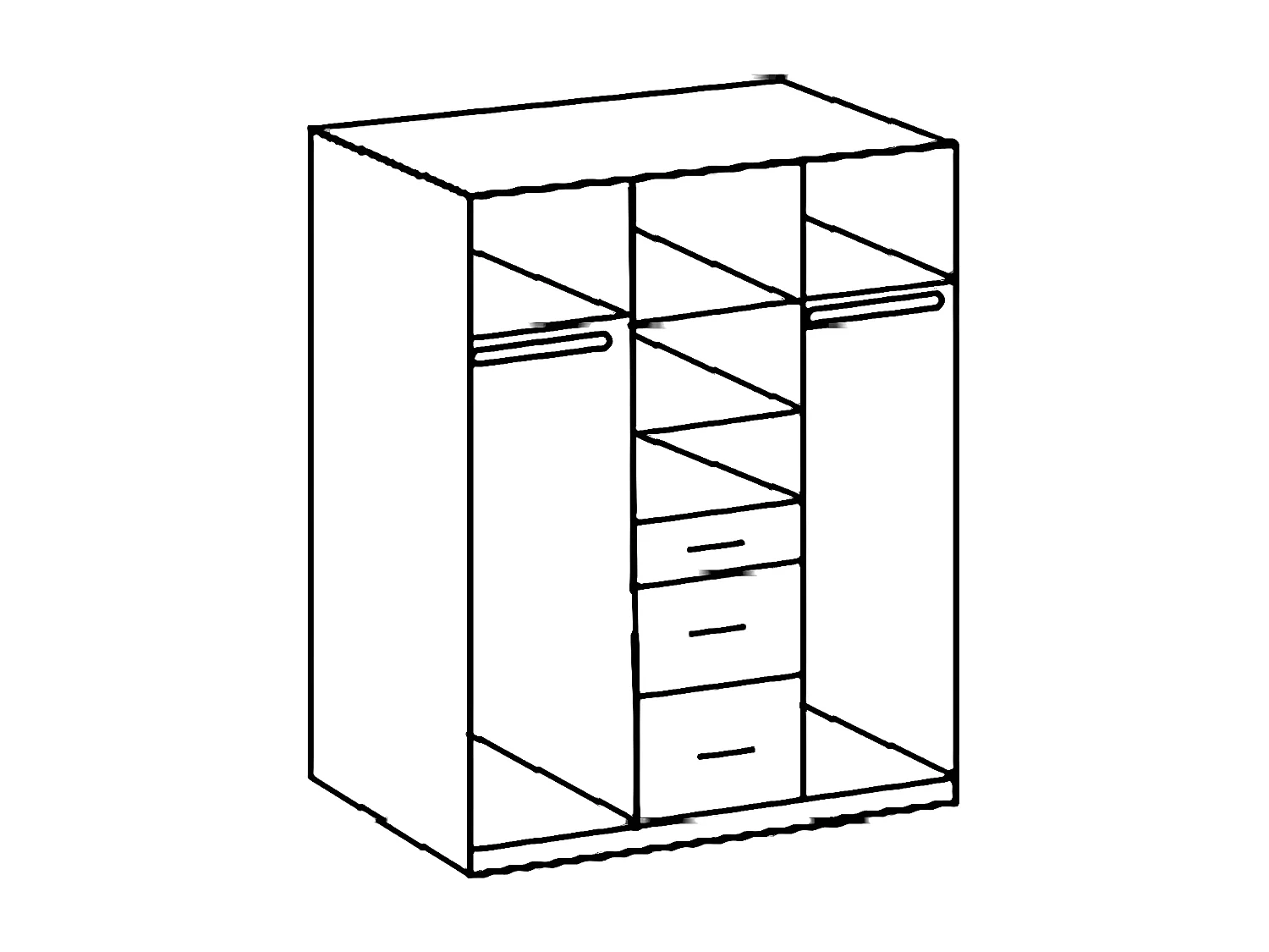 Armoire Placard, meuble de rangement Blanc, rechampis imitation chêne - L. 135 x H. 199 x P. 58 cm 