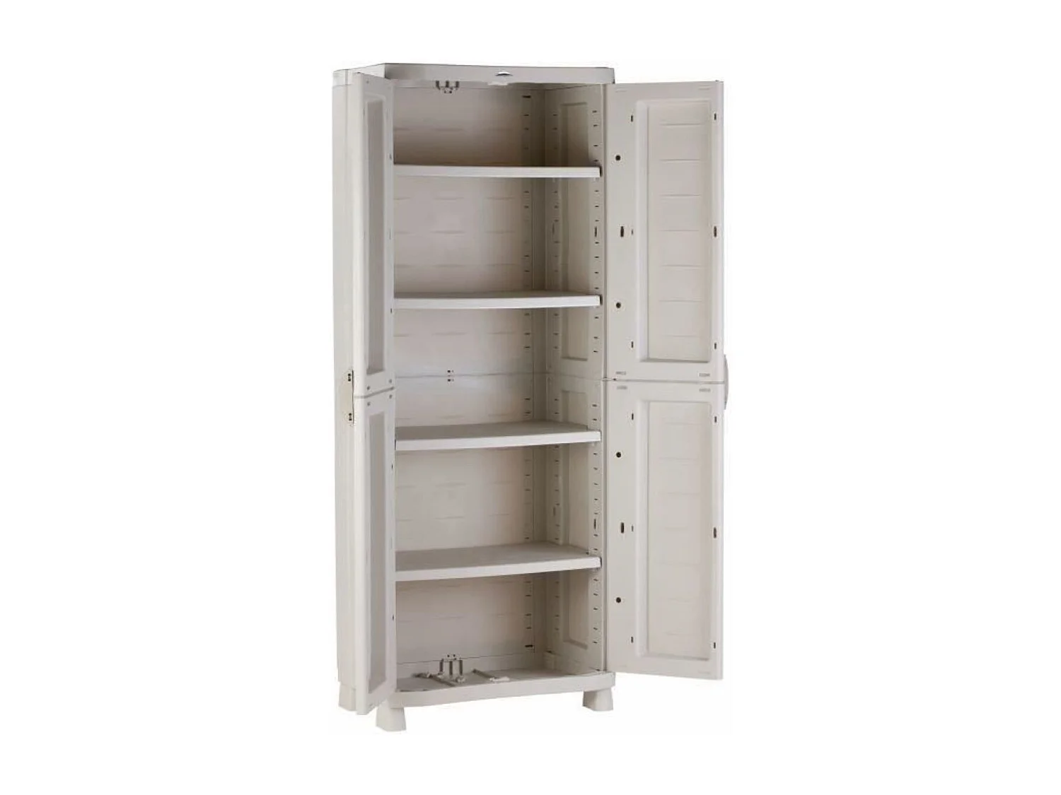 Armoire meuble de rangement 2 portes intérieur/extérieur coloris beige - L. 70 x P. 45 x H. 184 cm