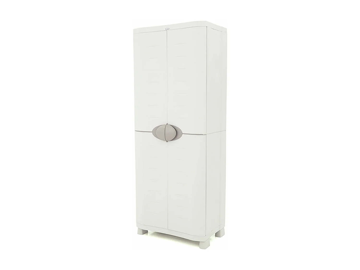 Armoire meuble de rangement 2 portes intérieur/extérieur coloris beige - L. 70 x P. 45 x H. 184 cm
