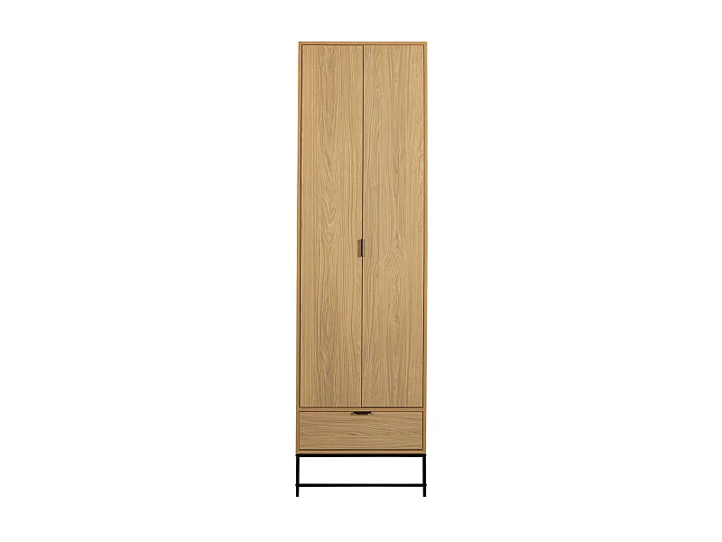 Silas - Armoire 2 portes 1 tiroir en bois H210cm - Bois clair