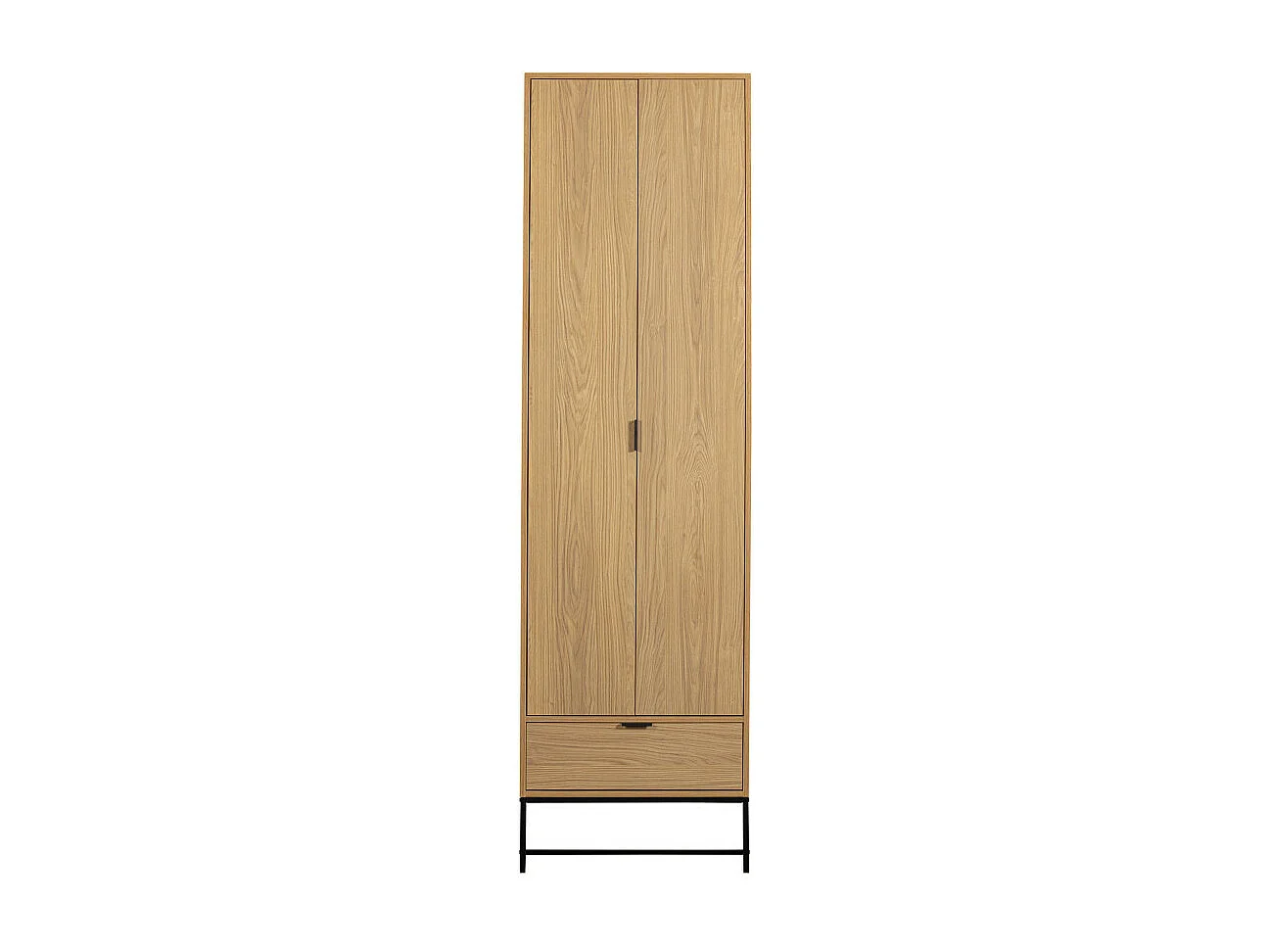 Silas - Armoire 2 portes 1 tiroir en bois H210cm - Bois clair