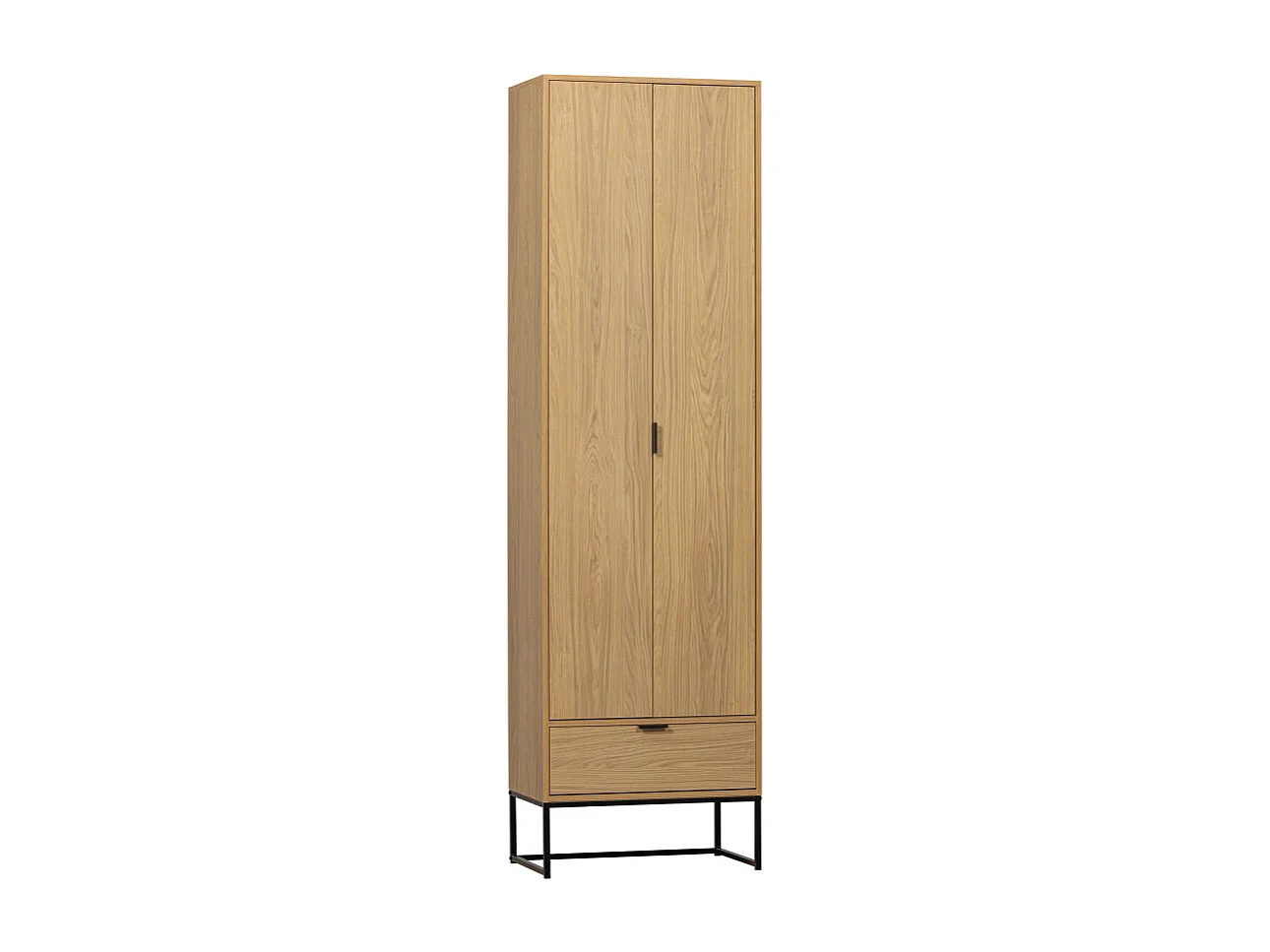 Silas - Armoire 2 portes 1 tiroir en bois H210cm - Bois clair