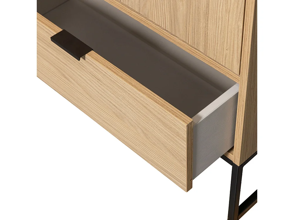 Silas - Armoire 2 portes 1 tiroir en bois H210cm - Bois clair