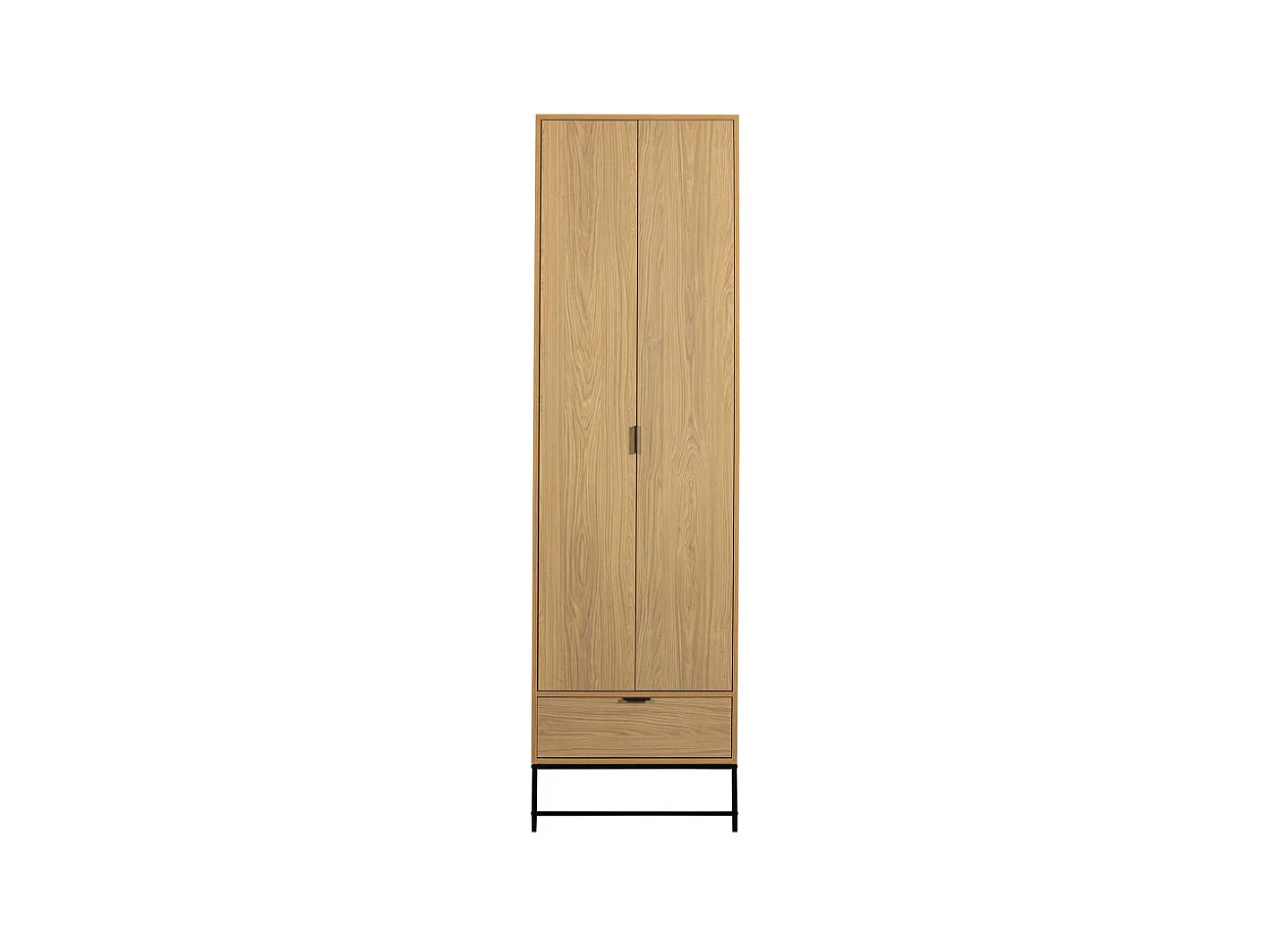 Silas - Armoire 2 portes 1 tiroir en bois H210cm - Bois clair