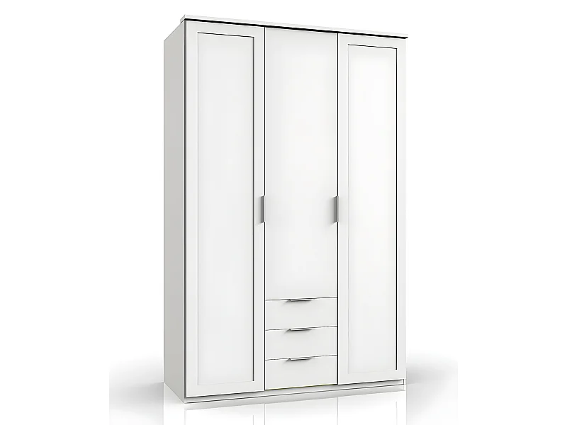 Armoire placard meuble de rangement coloris imitation chêne blanc - L. 135 x H. 208 x P. 58 cm