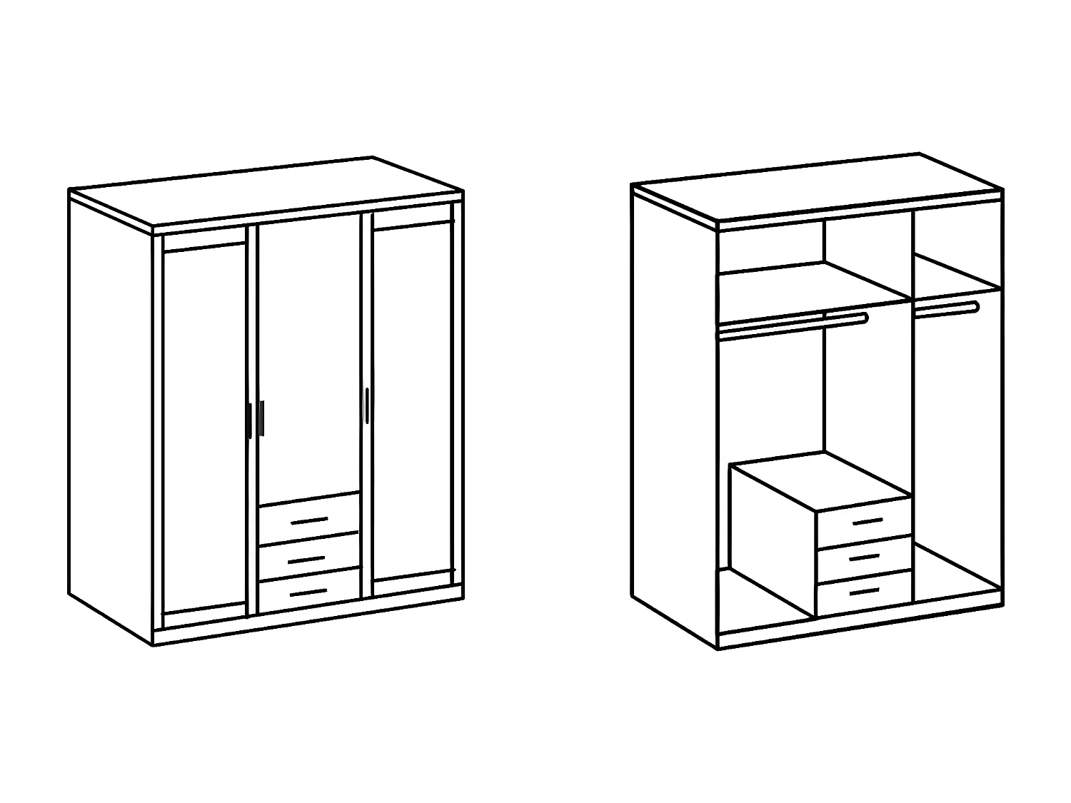 Armoire placard meuble de rangement coloris imitation chêne blanc - L. 135 x H. 208 x P. 58 cm